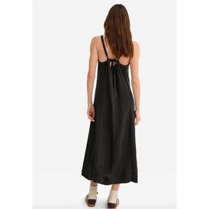 MATE The Label 100% Organic Linen Black Tie Back Maxi Dress Size Medium